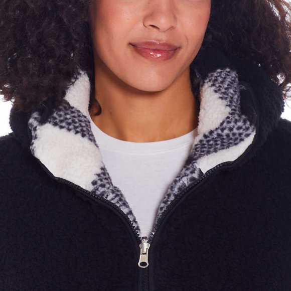🎈SALE WEATHERPROOF Ladies Reversible ULTRA SOFT Hooded Plush Fleece Jacket NEW - Picture 7 of 8
